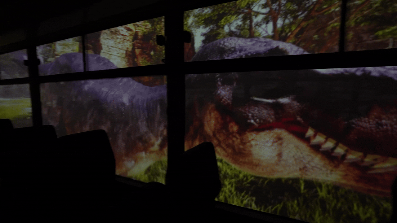 Family using an interactive Holozoo display